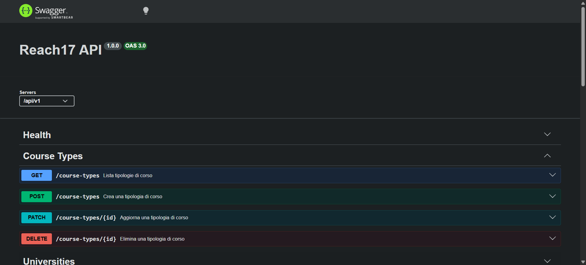 Anteprima Reach17 Backend